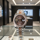 ROLX DIAMOND DIAL METAL STRAP WATCH